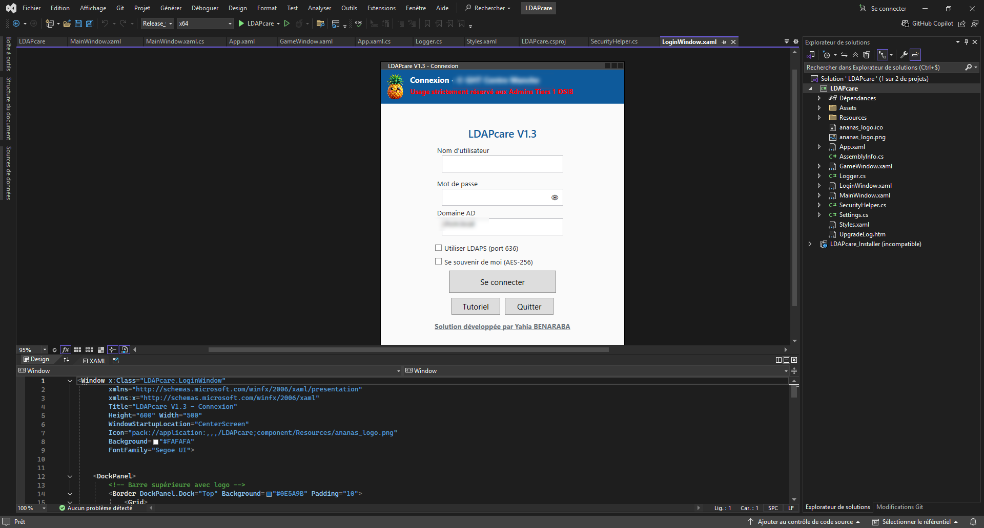 Tableau de bord LDAPCare avec traçabilité des opérations Tier-1